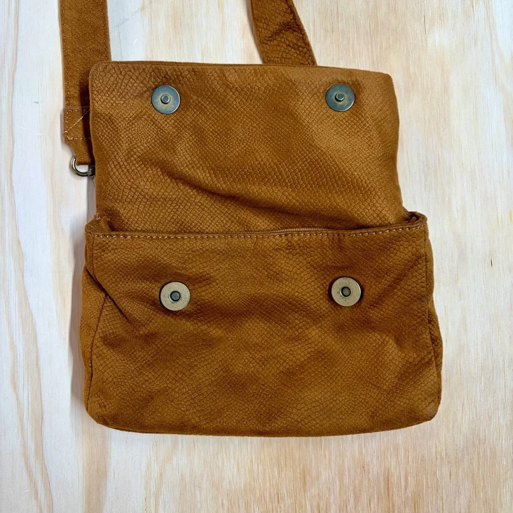 Anthropologie Vegan Suede Foldover Crossbody Bag Convertible Clutch
